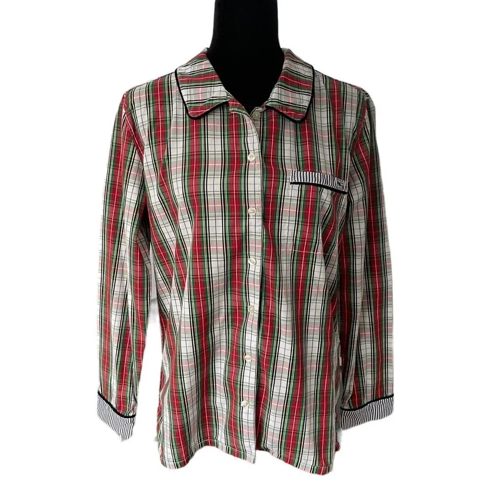 VINEYARD VINES Tartan Plaid PJ Top or Shirt 100% Cotton Button Up